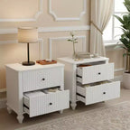 Comodino moderno a 2 cassetti noce/bianco, set da 2