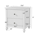 Comodino moderno a 2 cassetti noce/bianco, set da 2