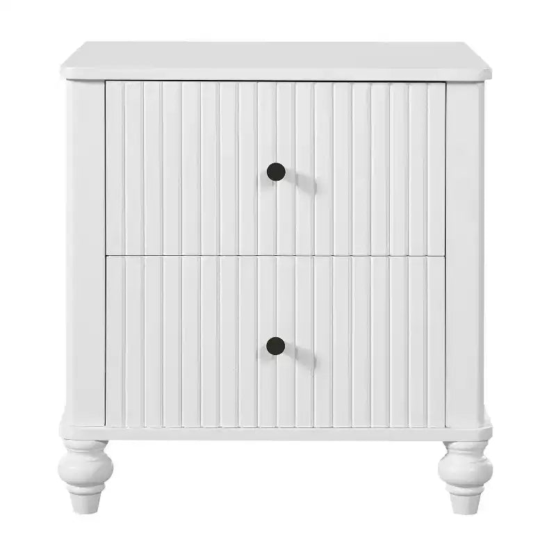 Comodino moderno a 2 cassetti noce/bianco, set da 2