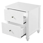 Comodino moderno a 2 cassetti noce/bianco, set da 2