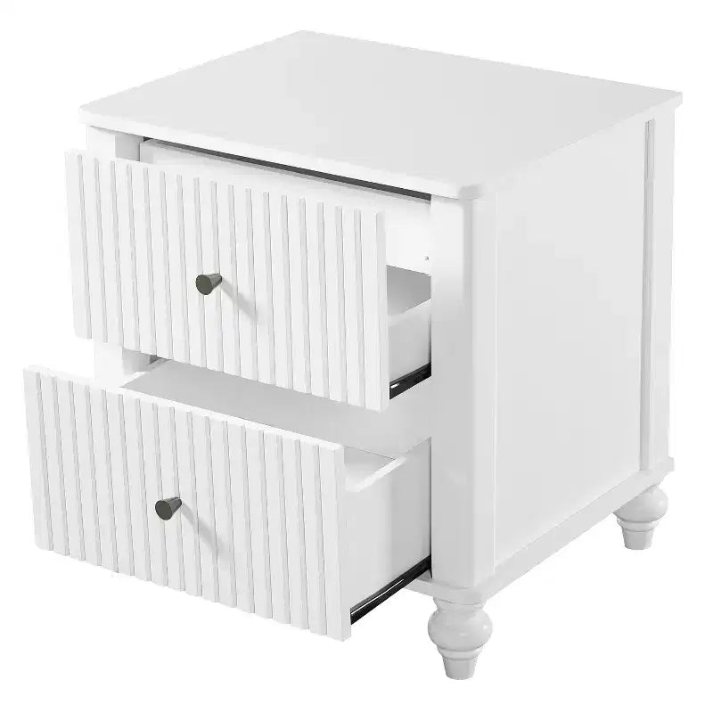 Comodino moderno a 2 cassetti noce/bianco, set da 2