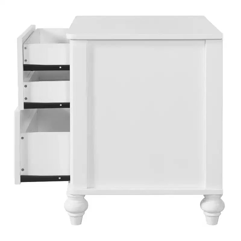 Comodino moderno a 2 cassetti noce/bianco, set da 2