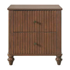 Comodino moderno a 2 cassetti noce/bianco, set da 2