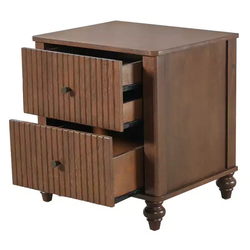Comodino moderno a 2 cassetti noce/bianco, set da 2