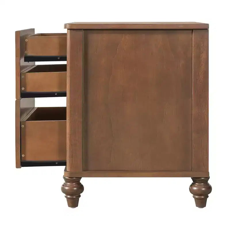 Comodino moderno a 2 cassetti noce/bianco, set da 2