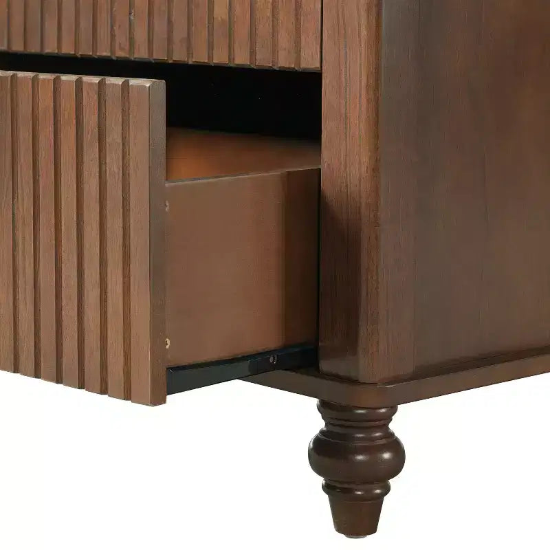 Comodino moderno a 2 cassetti noce/bianco, set da 2
