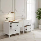 Comodino moderno a 2 cassetti noce/bianco, set da 2