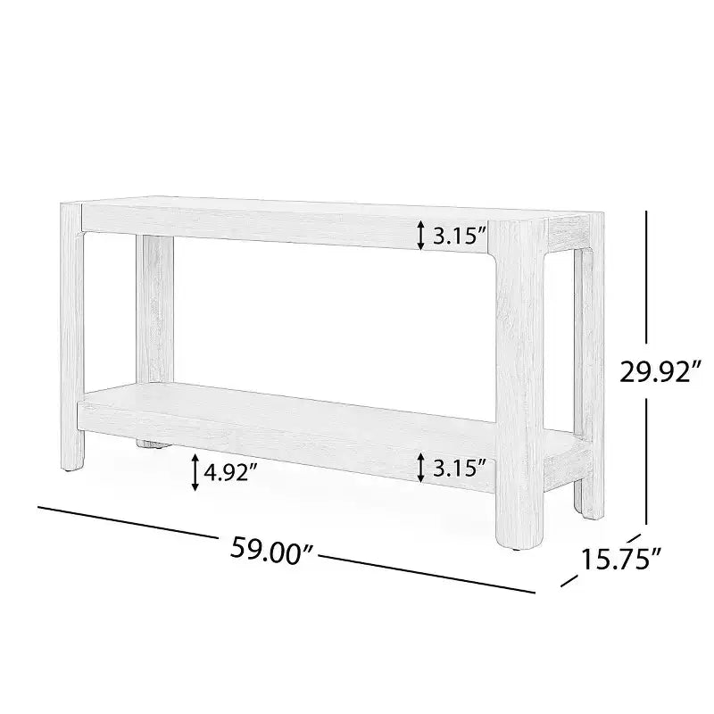 Tavolo Consolle Nero/Naturale con Ripiano Aperto, Uso per 1 Persona, 150 cm