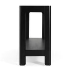Tavolo Consolle Nero/Naturale con Ripiano Aperto, Uso per 1 Persona, 150 cm