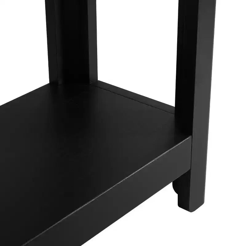 Tavolo Consolle Nero/Naturale con Ripiano Aperto, Uso per 1 Persona, 150 cm