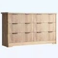 Fluted 6-Drawer Dresser, Modern Bedroom Dresser with Wood Top, Sturdy Wooden Dresser & TV Stand, Clothes Storage for Living Room & Hallway