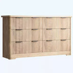 Fluted 6-Drawer Dresser, Modern Bedroom Dresser with Wood Top, Sturdy Wooden Dresser & TV Stand, Clothes Storage for Living Room & Hallway