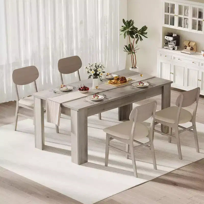 Tavolo da pranzo rettangolare in stile rustico marrone/grigio, 4-6 posti a sedere