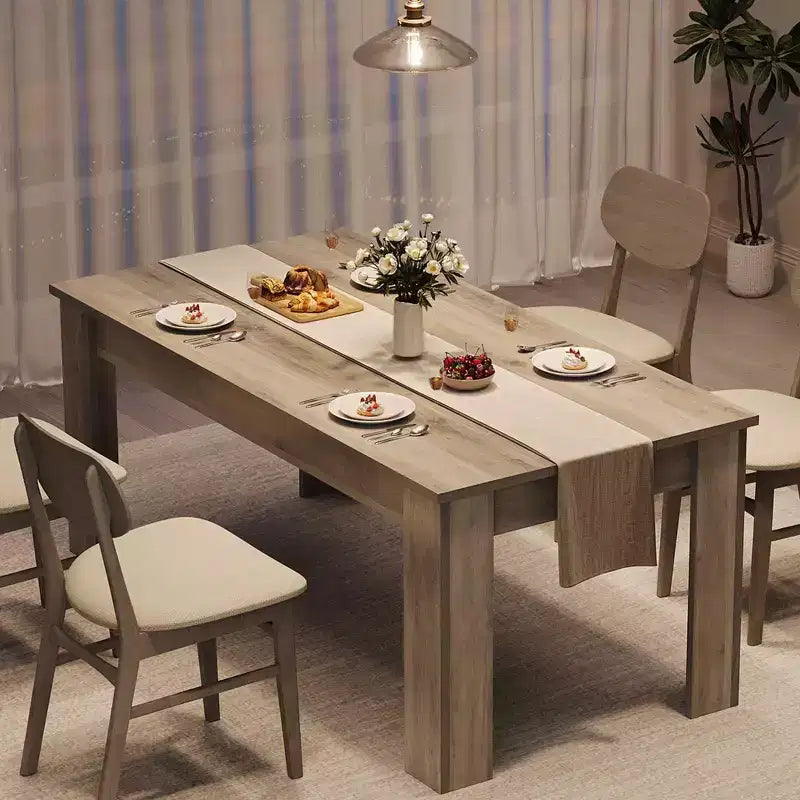 Tavolo da pranzo rettangolare in stile rustico marrone/grigio, 4-6 posti a sedere