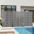 MAYEERTY Godfrey Light & Shadow B Gray Galvanized Steel Room Divider, 72x47x16, 6-Piece Double-Sided Privacy Screen