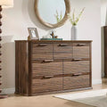 JVNOXK 52 Inch Modern Wooden Seven-Drawer Cabinet, Suitable for Bedroom, with Curved Contour Design, Living Room Storage Cabinet, Walnut