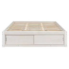Letto a piattaforma Queen grigio/naturale/bianco con 4 cassetti e contenitore nella pediera, per 2 persone