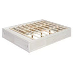 Letto a piattaforma Queen grigio/naturale/bianco con 4 cassetti e contenitore nella pediera, per 2 persone