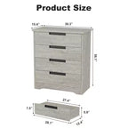Cassettiera a 4 cassetti Grigio/Noce con Maniglie Integrate, Monoutente