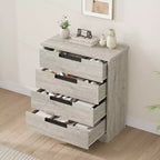 Cassettiera a 4 cassetti Grigio/Noce con Maniglie Integrate, Monoutente