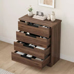 Cassettiera a 4 cassetti Grigio/Noce con Maniglie Integrate, Monoutente