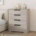 4 Drawer Dresser for Bedroom, Nightsnad 4 Chest of Drawers with Embedded Handles Design, Wooden Dresser Closet for Living Room Entryway