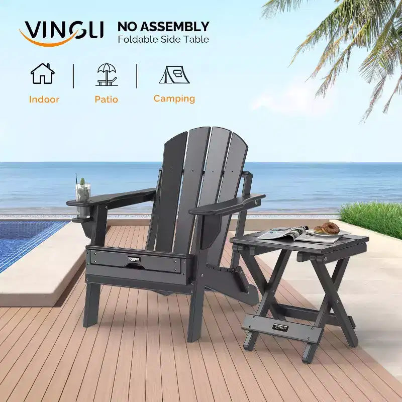 Tavolino pieghevole quadrato nero/teak, per 2 persone
