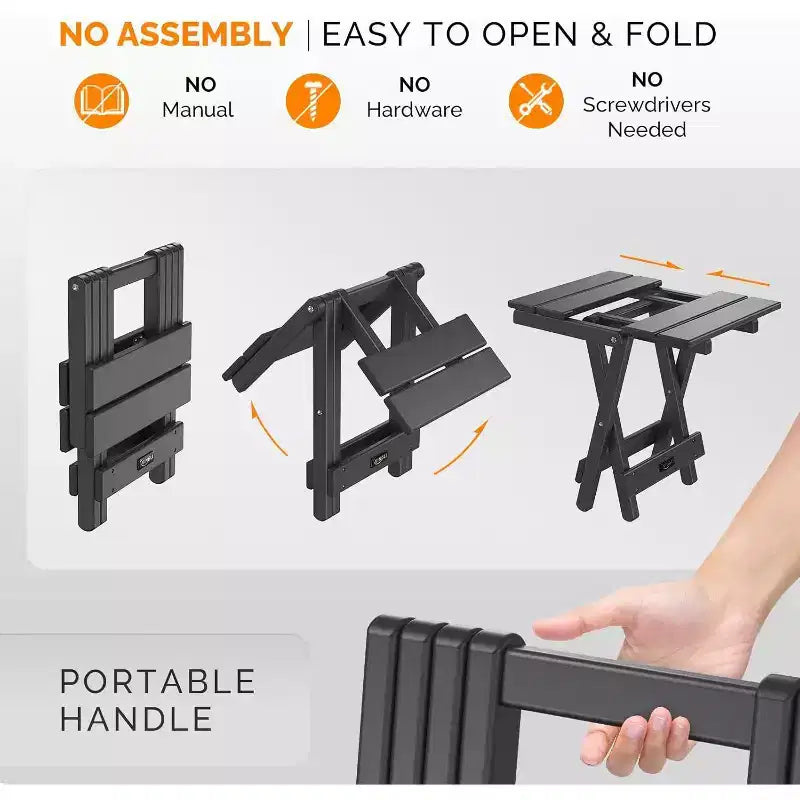 Tavolino pieghevole quadrato nero/teak, per 2 persone