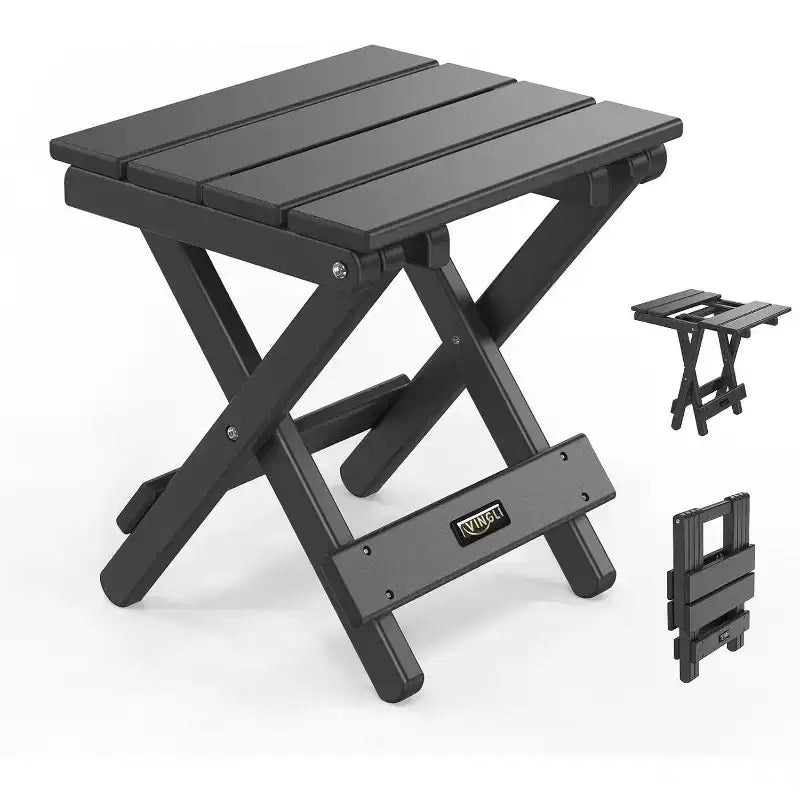 VINGLI Small HDPE Folding Side Table, Plastic Waterproof Portable Adirondack Coffee End Tables, All Weather for Patio, Backyard, Pool