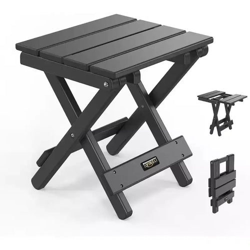 VINGLI Small HDPE Folding Side Table, Plastic Waterproof Portable Adirondack Coffee End Tables, All Weather for Patio, Backyard, Pool