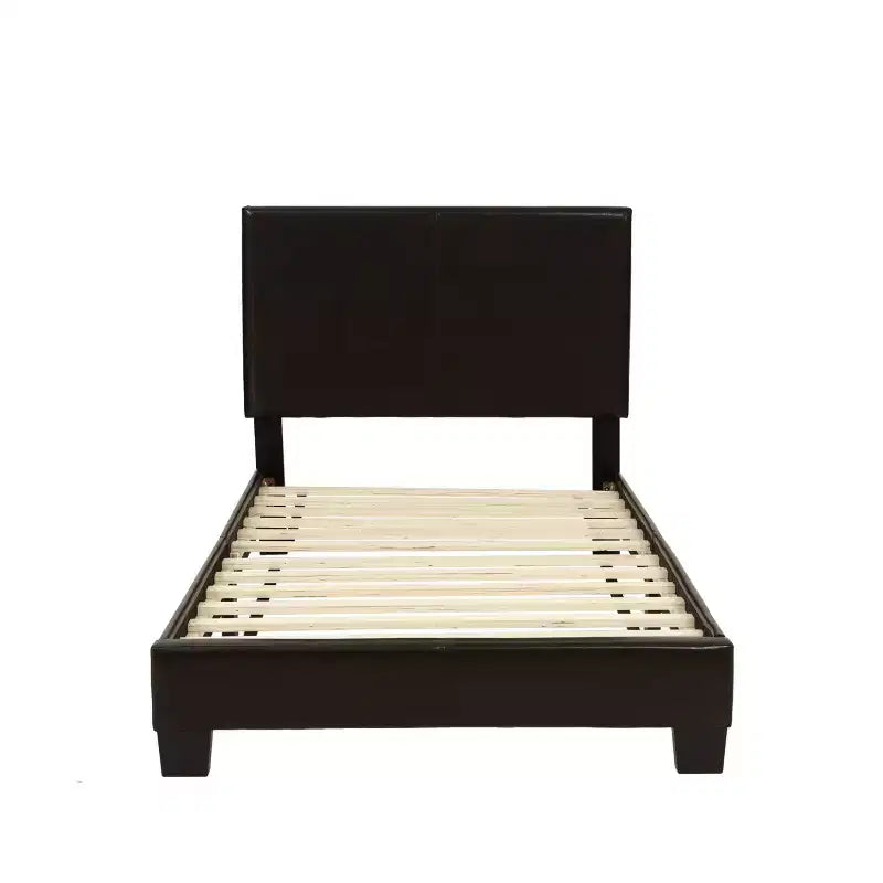 Letto a piattaforma in similpelle marrone con testiera regolabile, singolo/matrimoniale/queen, 1-2 persone