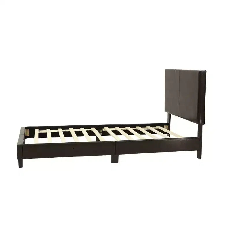 Letto a piattaforma in similpelle marrone con testiera regolabile, singolo/matrimoniale/queen, 1-2 persone