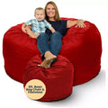 Ultimate Sack 6ft Bean Bag Chair and Footstool, Oversized Lounger, Red Suede