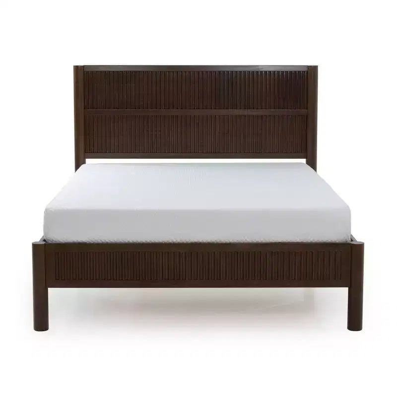 Struttura letto matrimoniale scanalata Pecan/Noce – Pino massiccio, per 1