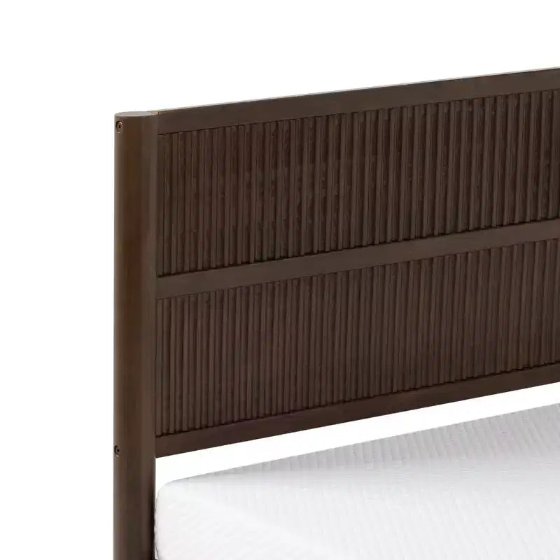 Struttura letto matrimoniale scanalata Pecan/Noce – Pino massiccio, per 1
