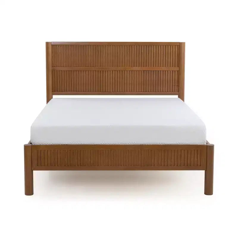 Struttura letto matrimoniale scanalata Pecan/Noce – Pino massiccio, per 1