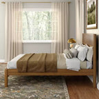 Struttura letto matrimoniale scanalata Pecan/Noce – Pino massiccio, per 1