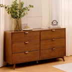 Linea Tambour 6 Drawer Dresser with Brass Pull