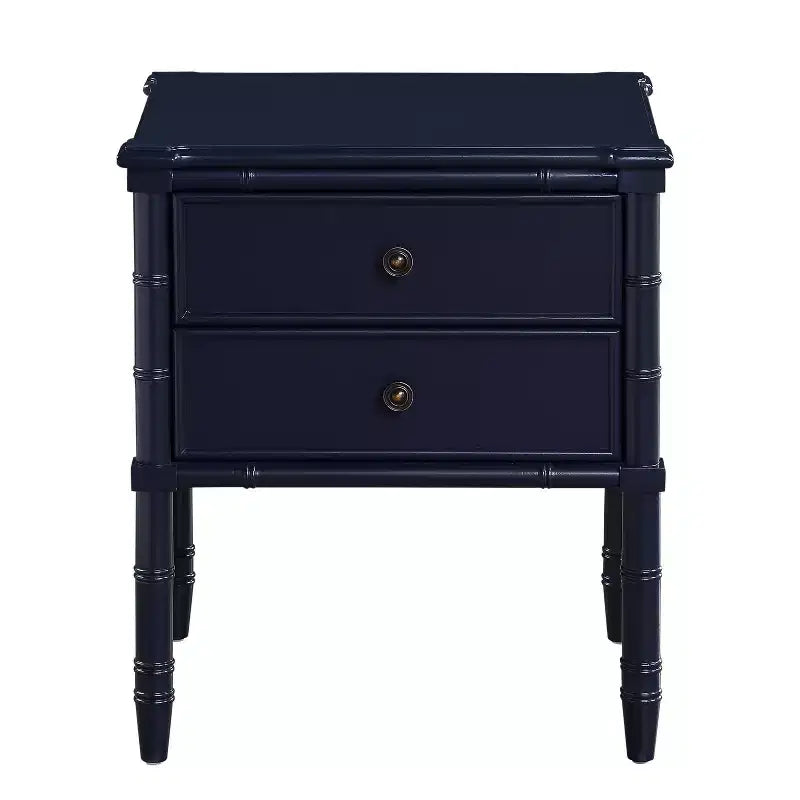 Comodino costiero blu notte con 2 cassetti