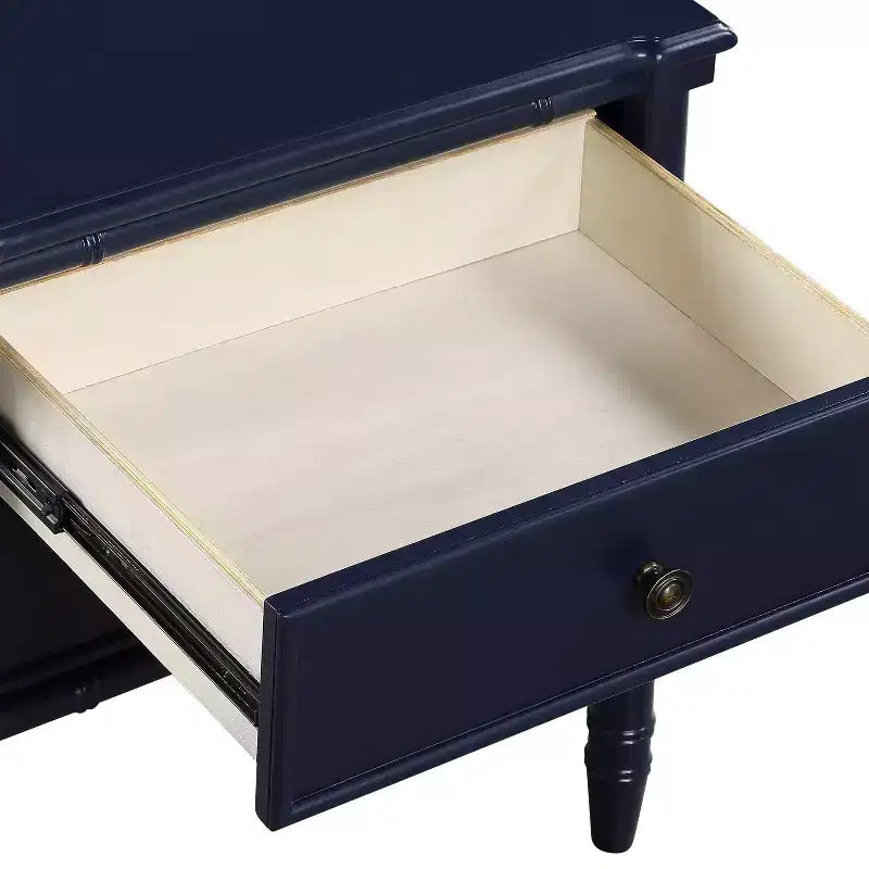 Comodino costiero blu notte con 2 cassetti