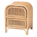 bali & pari Adrika Natural Rattan 2 Drawer Nightstand Natural: Bedside Storage, No Assembly Required