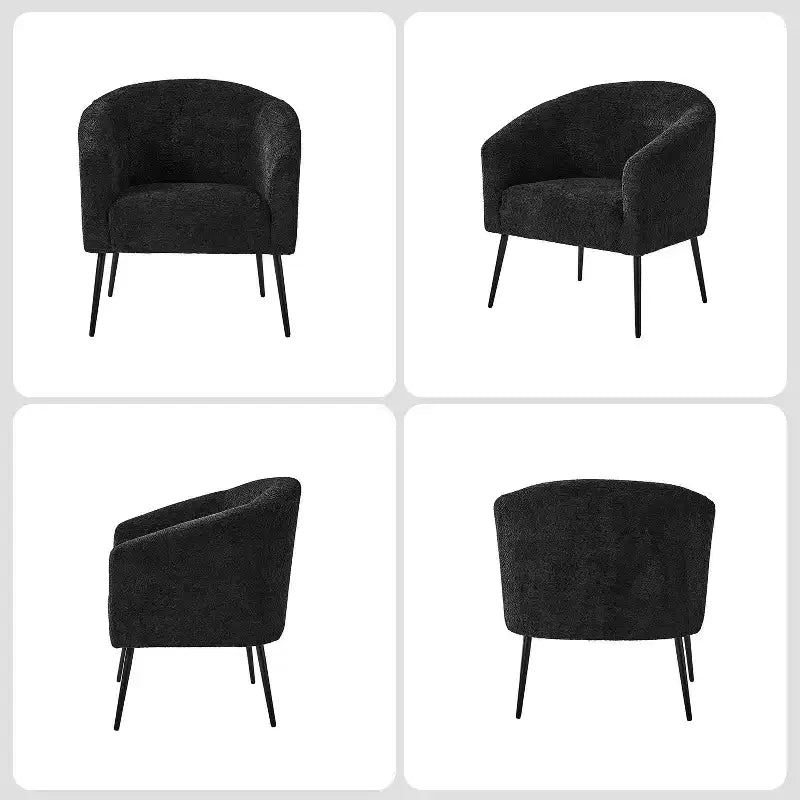 Poltrona a botte in bouclé con gambe in metallo – Nera / Marrone / Grigia / Avorio / Gialla – 1 posto