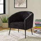 Poltrona a botte in bouclé con gambe in metallo – Nera / Marrone / Grigia / Avorio / Gialla – 1 posto