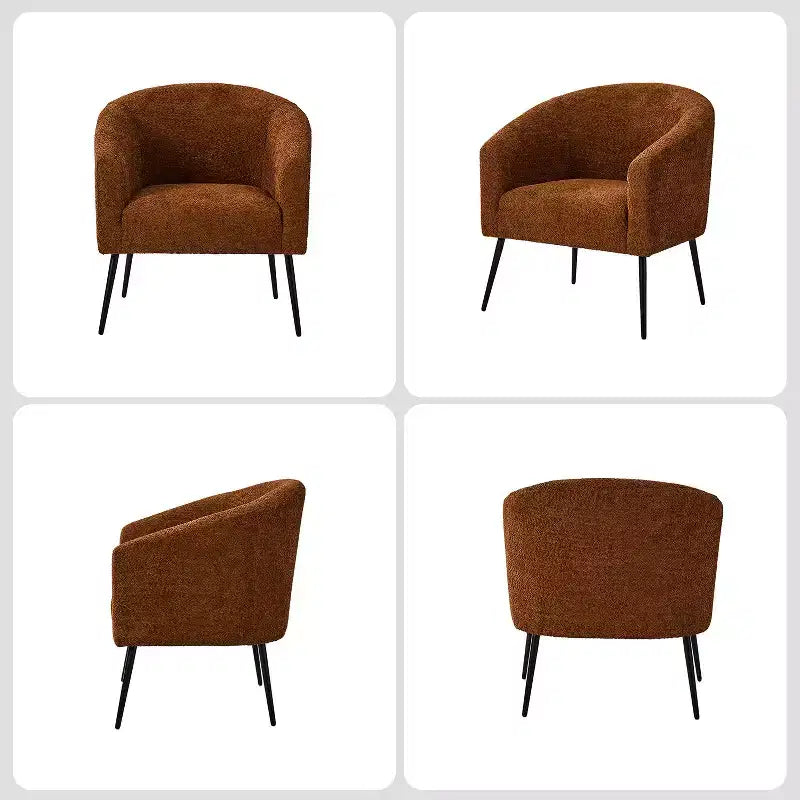 Poltrona a botte in bouclé con gambe in metallo – Nera / Marrone / Grigia / Avorio / Gialla – 1 posto
