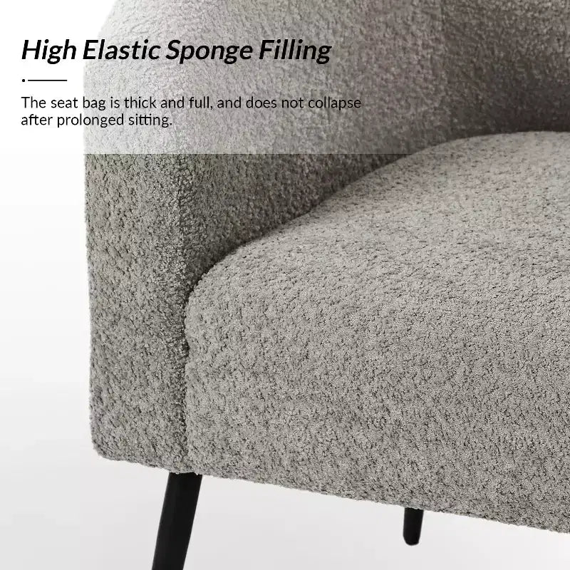 Poltrona a botte in bouclé con gambe in metallo – Nera / Marrone / Grigia / Avorio / Gialla – 1 posto