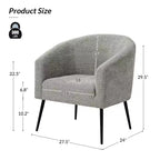 Poltrona a botte in bouclé con gambe in metallo – Nera / Marrone / Grigia / Avorio / Gialla – 1 posto