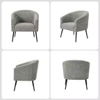 Poltrona a botte in bouclé con gambe in metallo – Nera / Marrone / Grigia / Avorio / Gialla – 1 posto