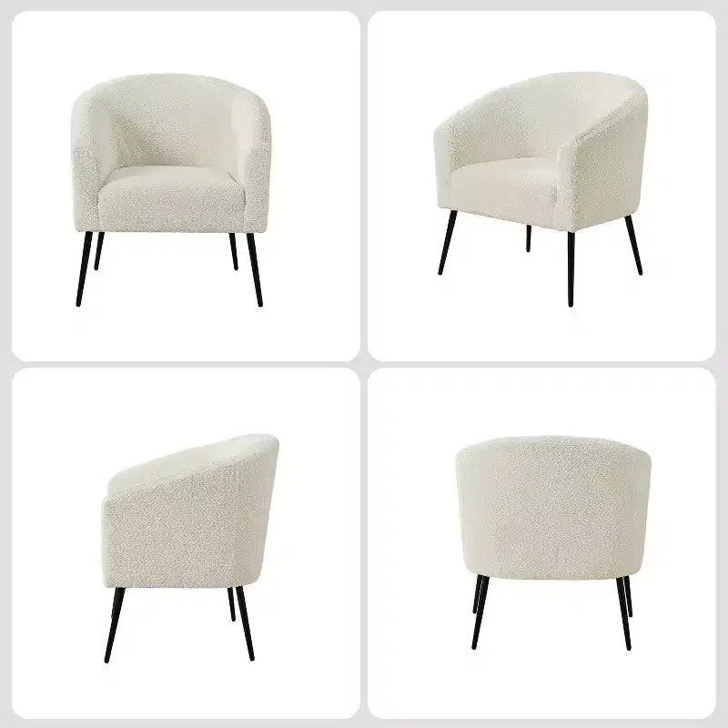 Poltrona a botte in bouclé con gambe in metallo – Nera / Marrone / Grigia / Avorio / Gialla – 1 posto