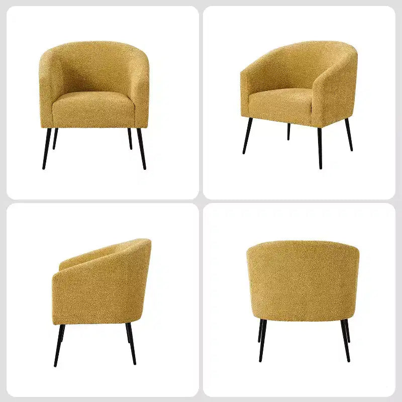 Poltrona a botte in bouclé con gambe in metallo – Nera / Marrone / Grigia / Avorio / Gialla – 1 posto