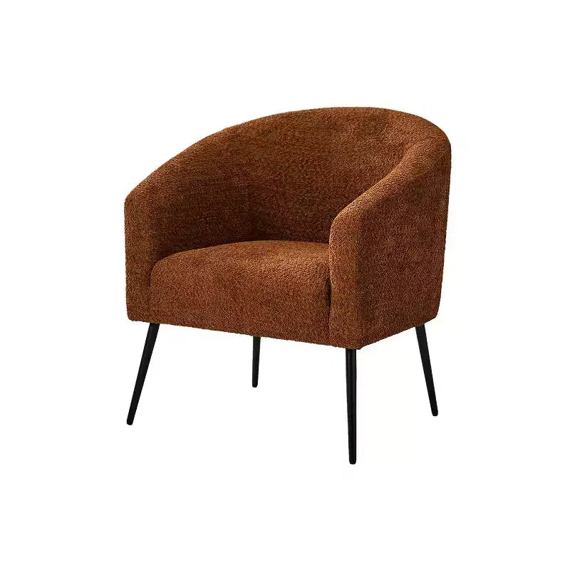 Poltrona a botte in bouclé con gambe in metallo – Nera / Marrone / Grigia / Avorio / Gialla – 1 posto